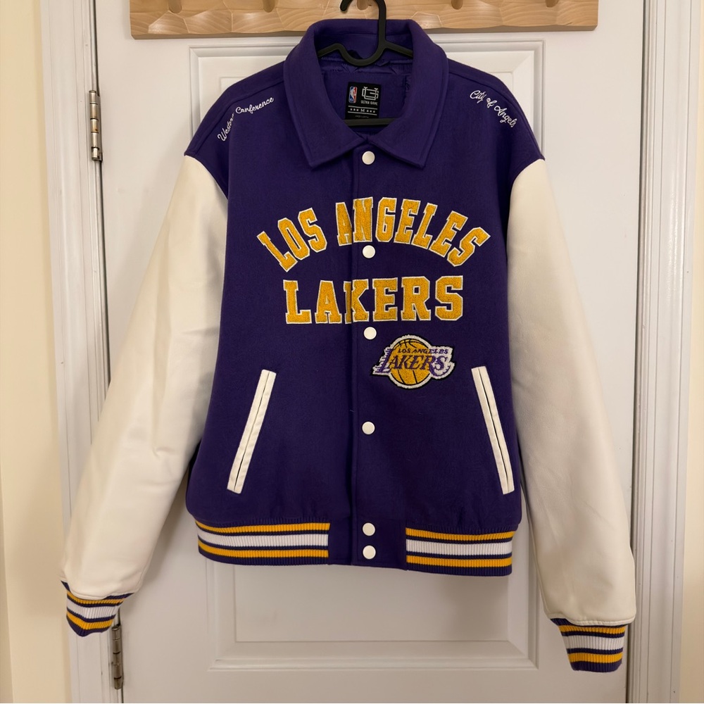 Lakers Purple and White Varsity Jacket